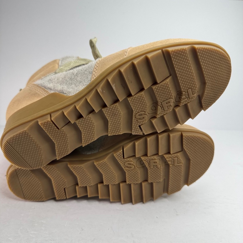 Sorel Evie II Lace Tan Suede Grey Felt Wedge Ankle Boots NL4926-209 Womens 8.5 - Picture 8 of 8